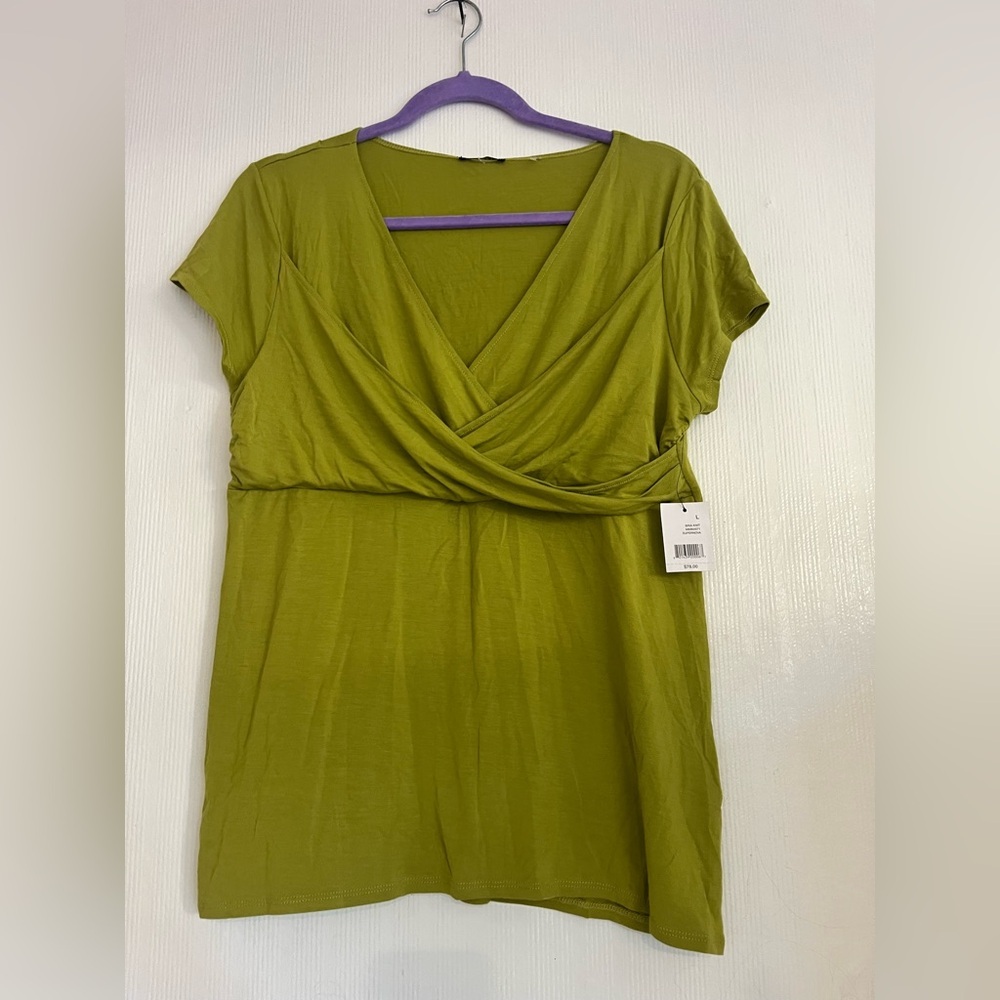 Tahari Olive Green Wrap Blouse